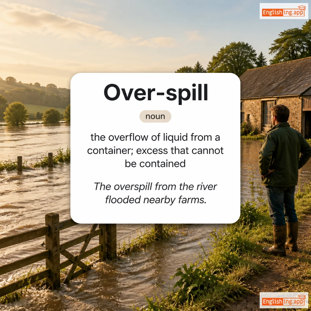 Over-spill definition card — visual illustration of the meaning