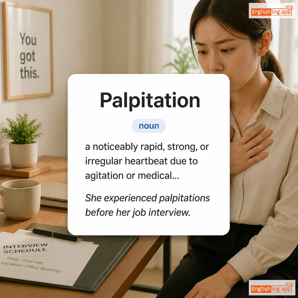 Palpitation definition card — visual illustration of the meaning