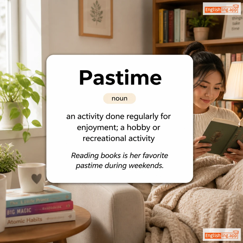 Pastime definition card — visual illustration of the meaning
