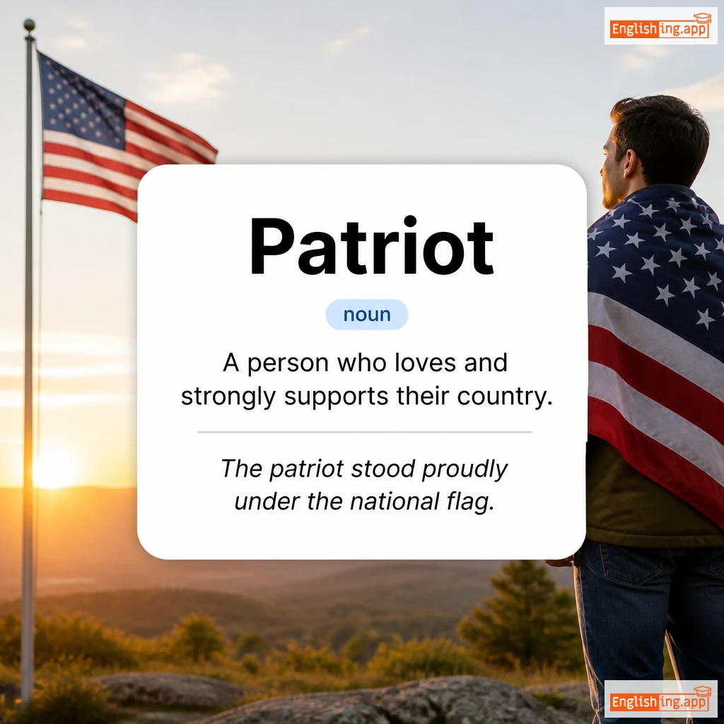 Patriot definition card — visual illustration of the meaning