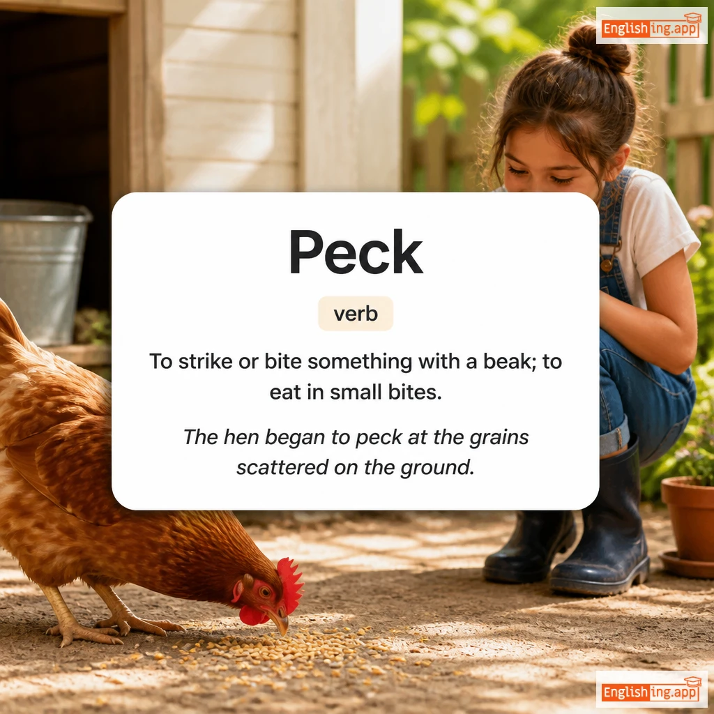 Peck definition card — visual illustration of the meaning