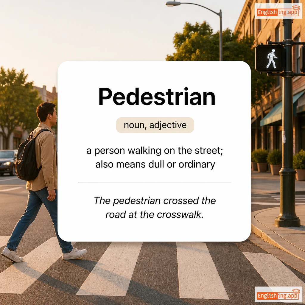 Pedestrian definition card — visual illustration of the meaning
