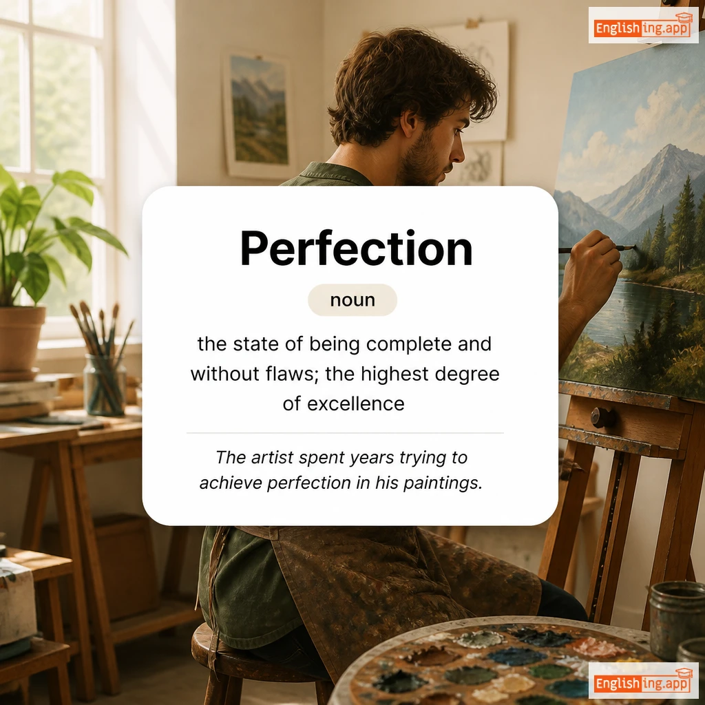 Perfection definition card — visual illustration of the meaning