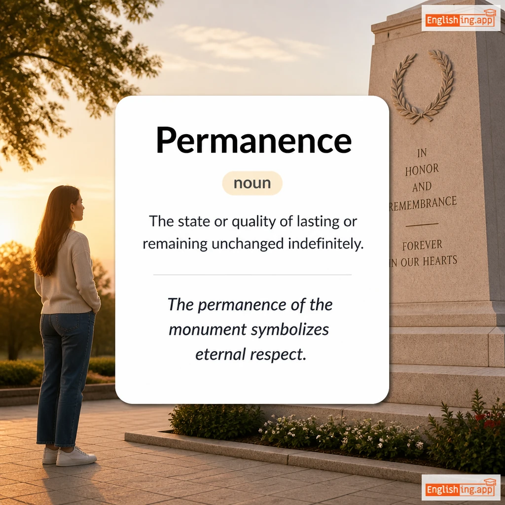 Permanence definition card — visual illustration of the meaning