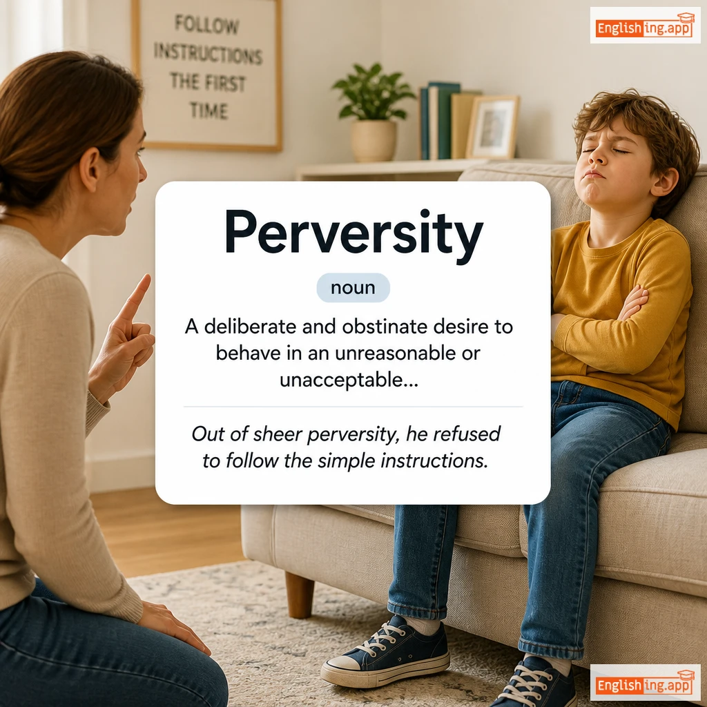 Perversity definition card — visual illustration of the meaning
