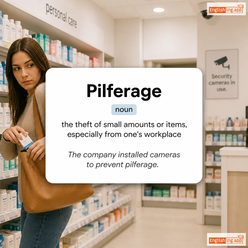 Pilferage definition card — visual illustration of the meaning