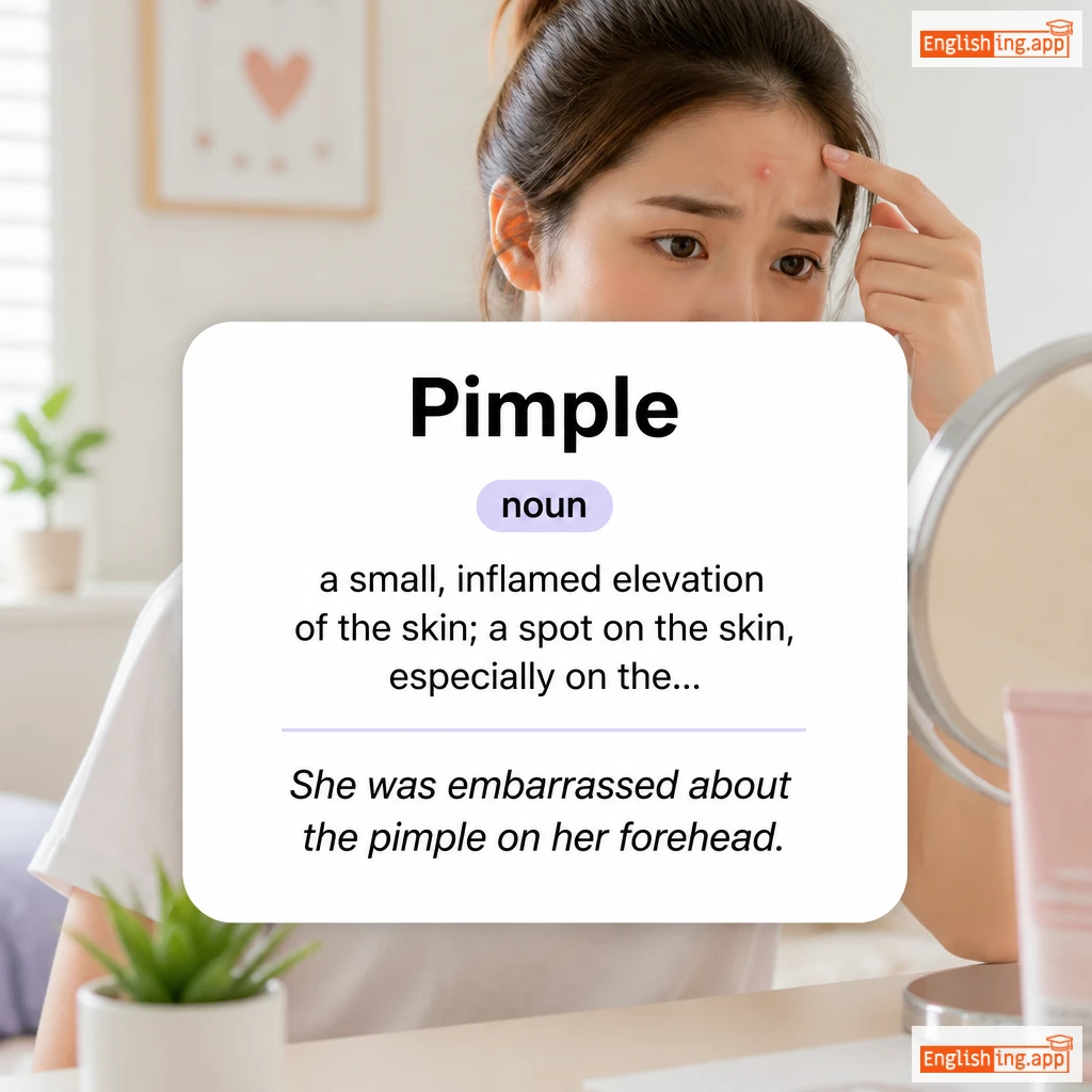 Pimple definition card — visual illustration of the meaning
