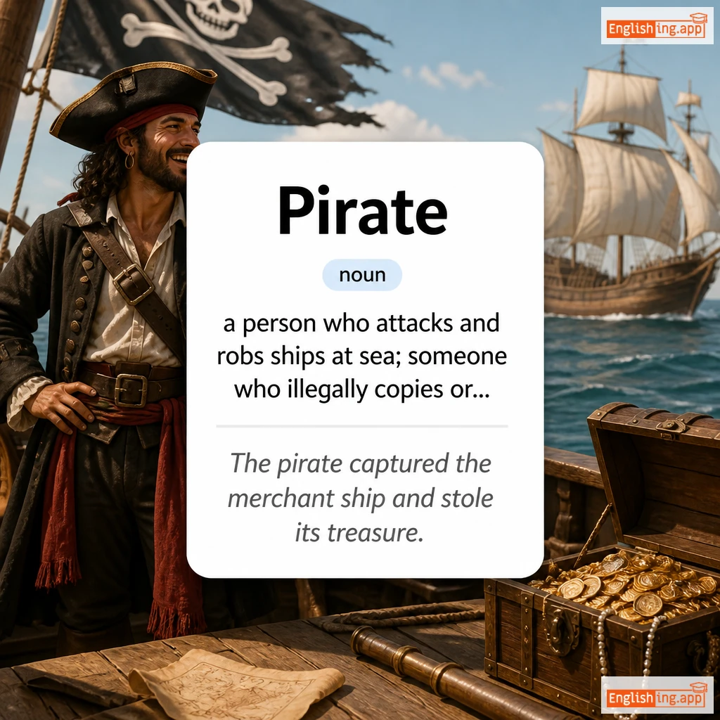 Pirate definition card — visual illustration of the meaning