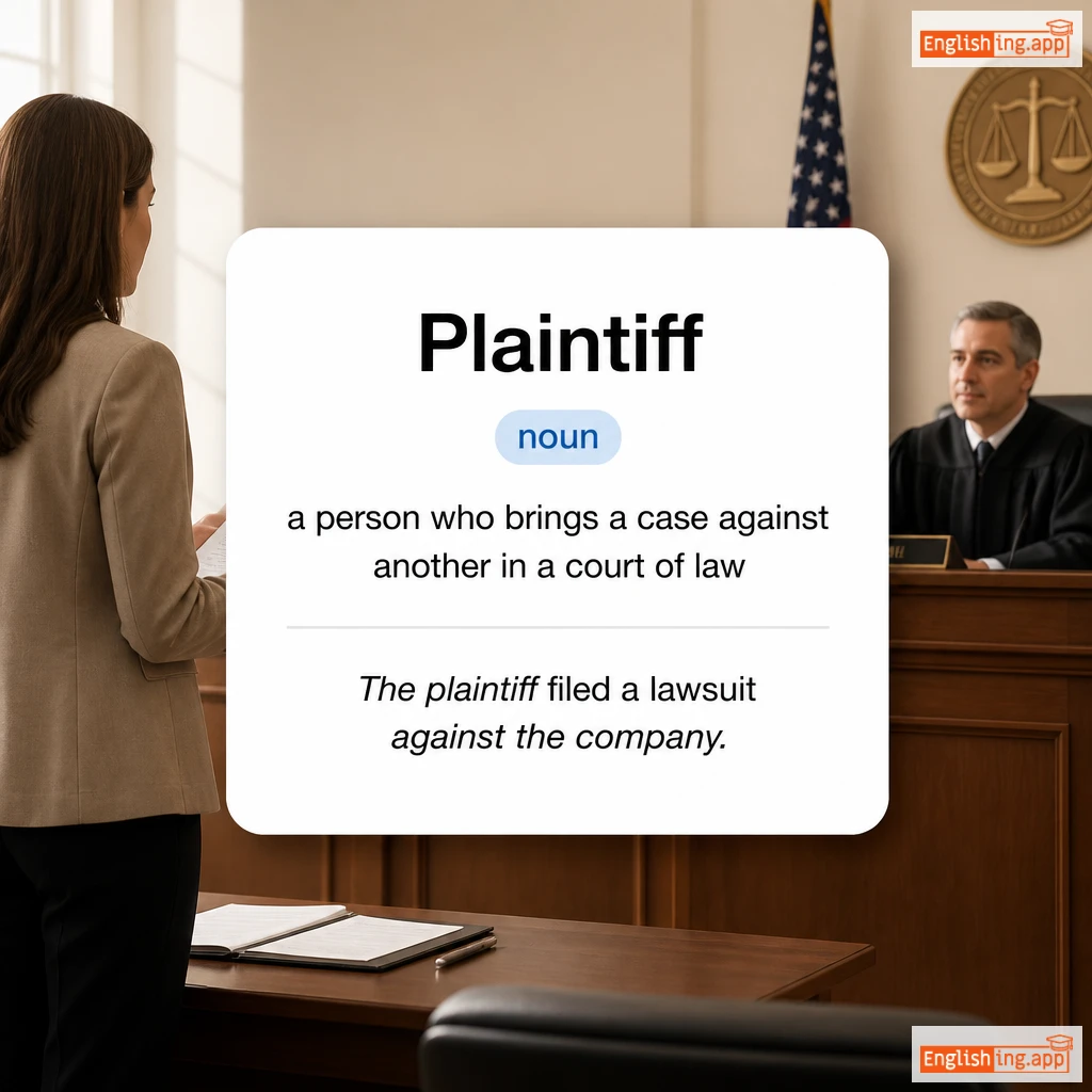 Plaintiff definition card — visual illustration of the meaning