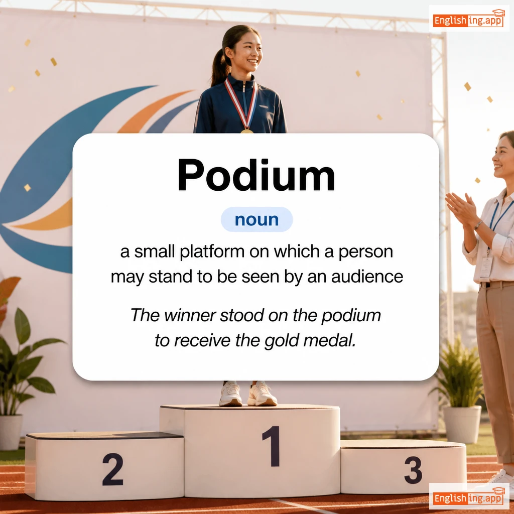 Podium definition card — visual illustration of the meaning