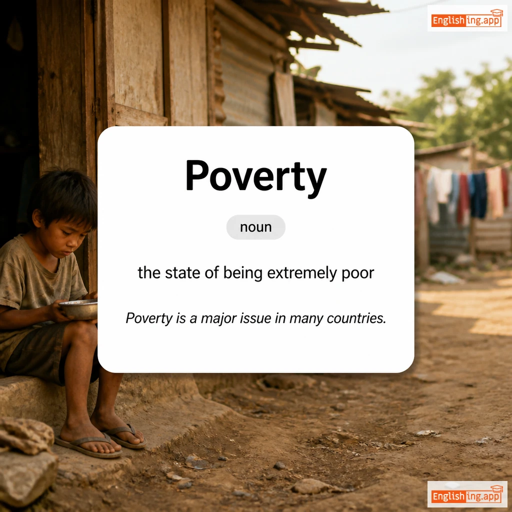 Poverty definition card — visual illustration of the meaning