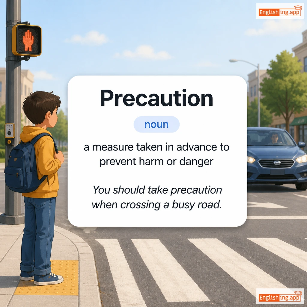 Precaution definition card — visual illustration of the meaning