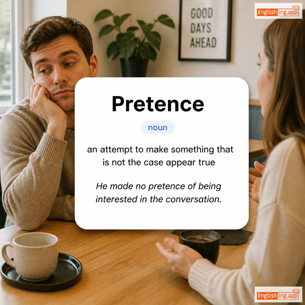 Pretence definition card — visual illustration of the meaning