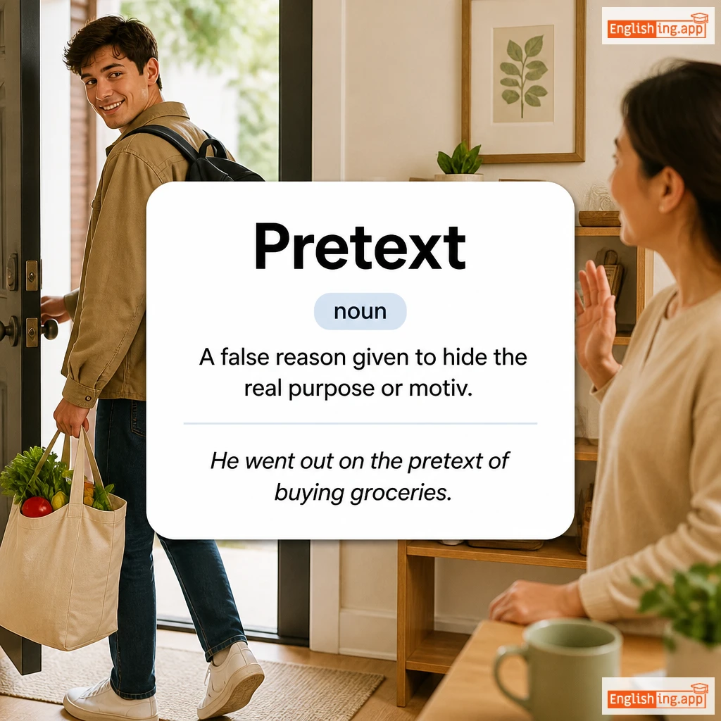 Pretext definition card — visual illustration of the meaning