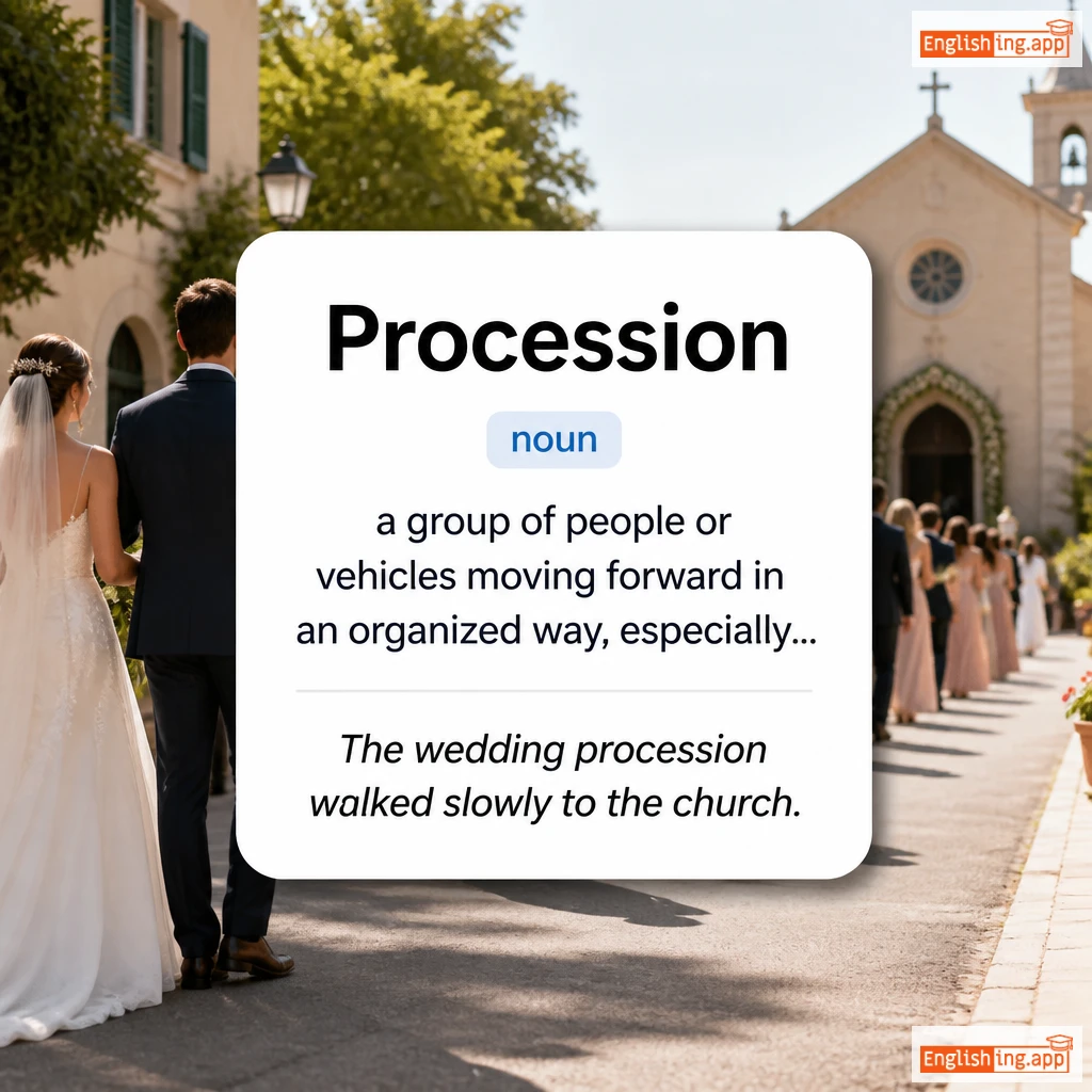 Procession definition card — visual illustration of the meaning