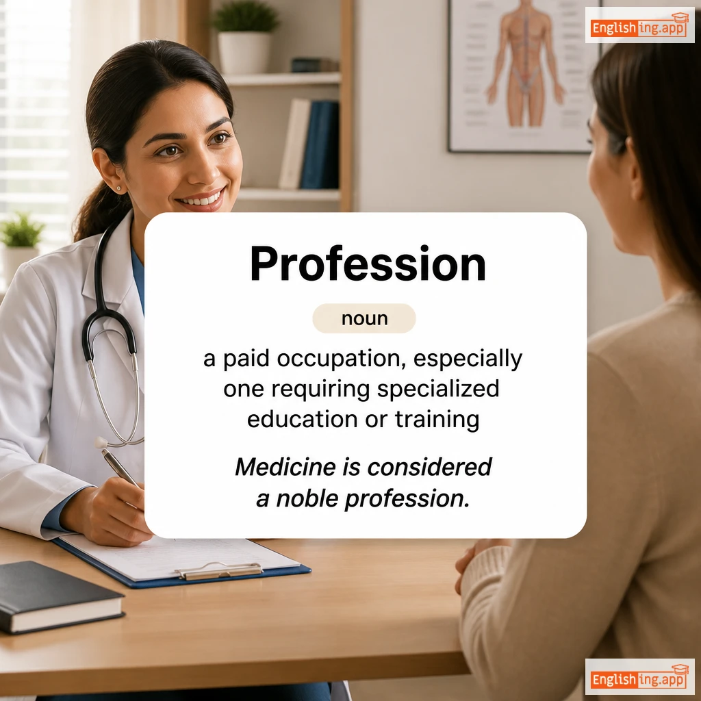 Profession definition card — visual illustration of the meaning