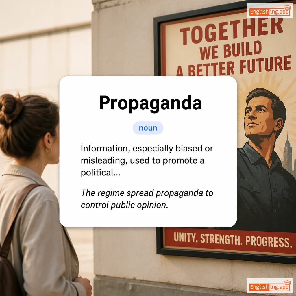Propaganda definition card — visual illustration of the meaning