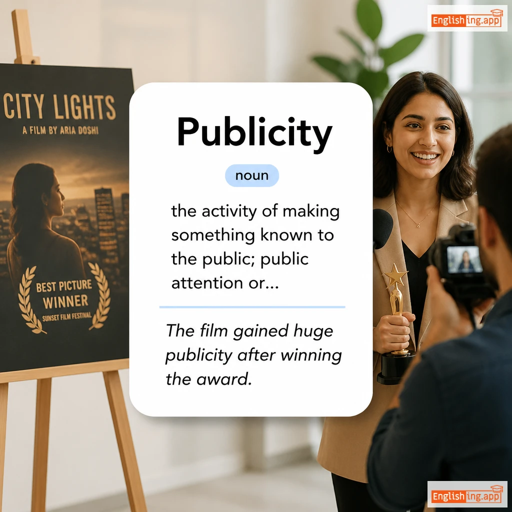 Publicity definition card — visual illustration of the meaning