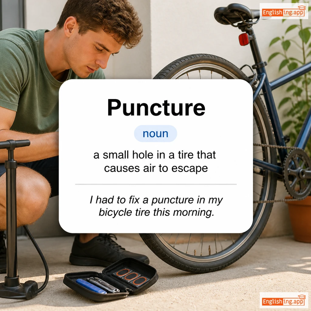 Puncture definition card — visual illustration of the meaning