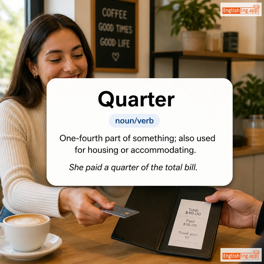 Quarter definition card — visual illustration of the meaning