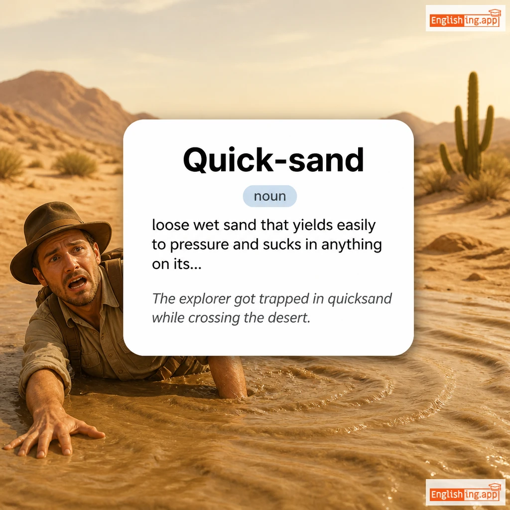 Quick-sand definition card — visual illustration of the meaning