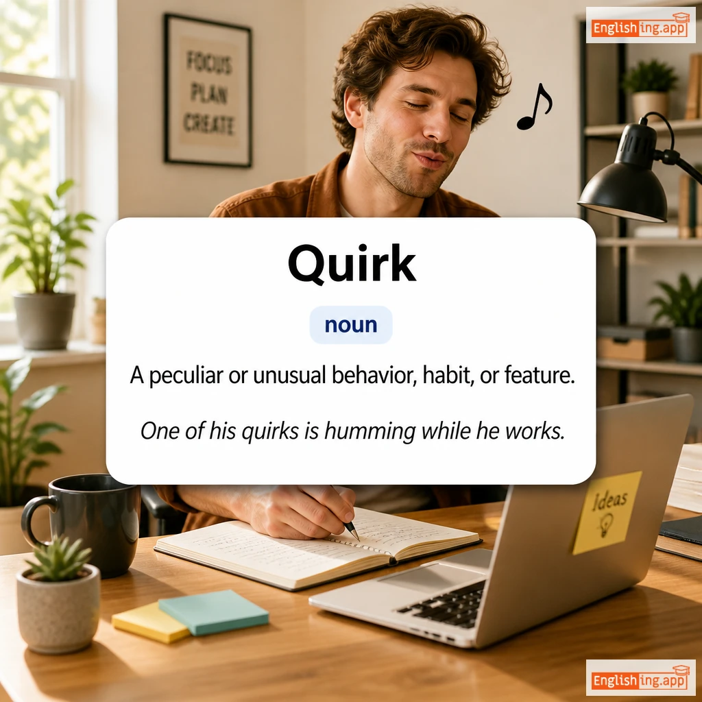 Quirk definition card — visual illustration of the meaning