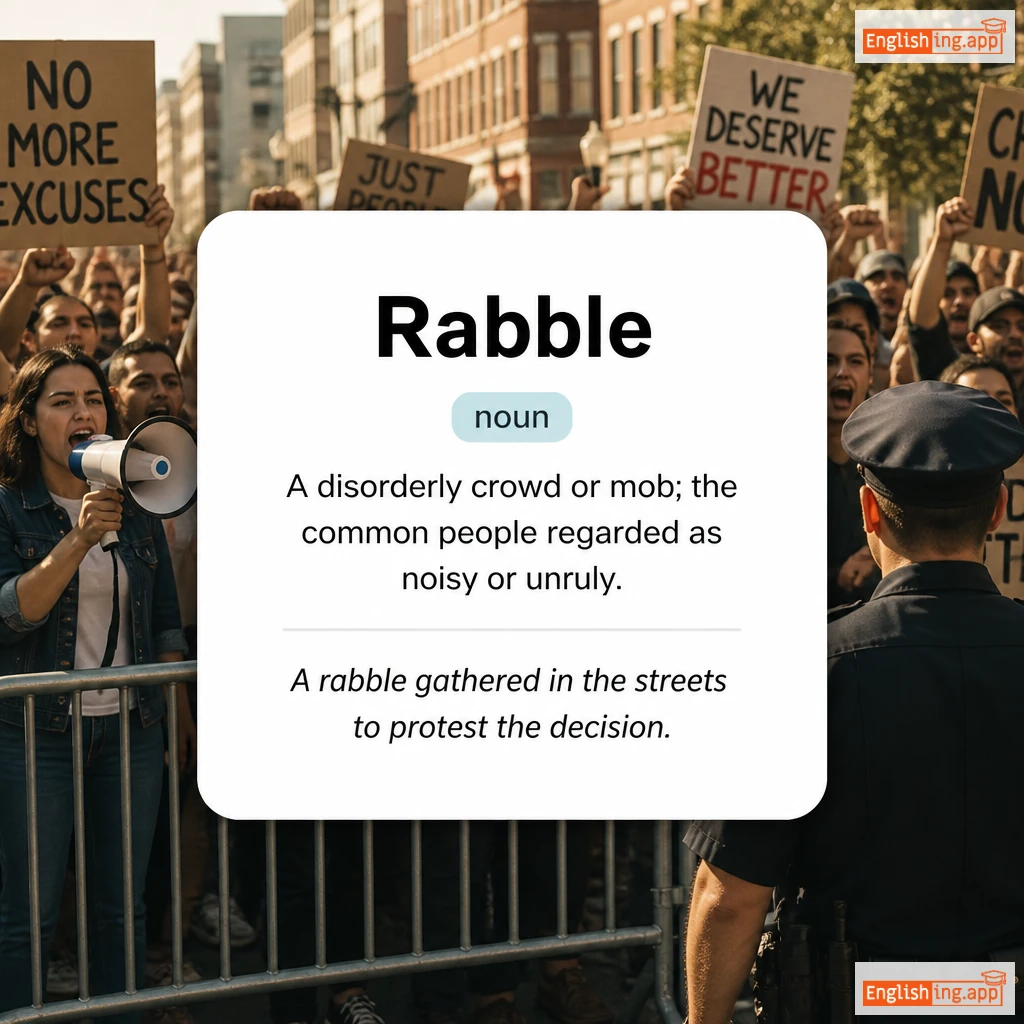 Rabble definition card — visual illustration of the meaning