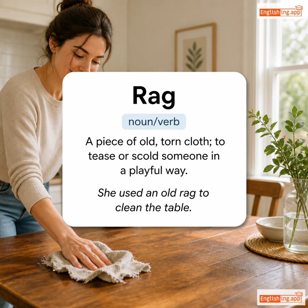 Rag definition card — visual illustration of the meaning