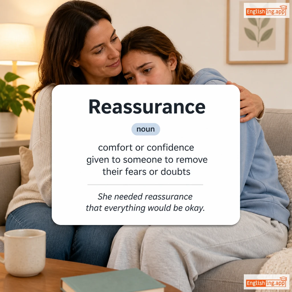 Reassurance definition card — visual illustration of the meaning