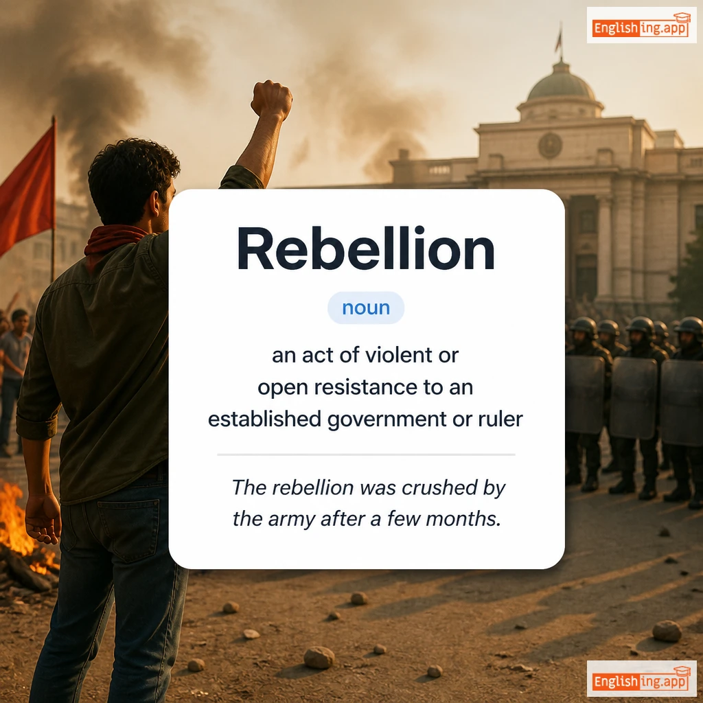 Rebellion definition card — visual illustration of the meaning
