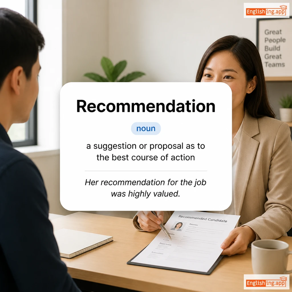 Recommendation definition card — visual illustration of the meaning