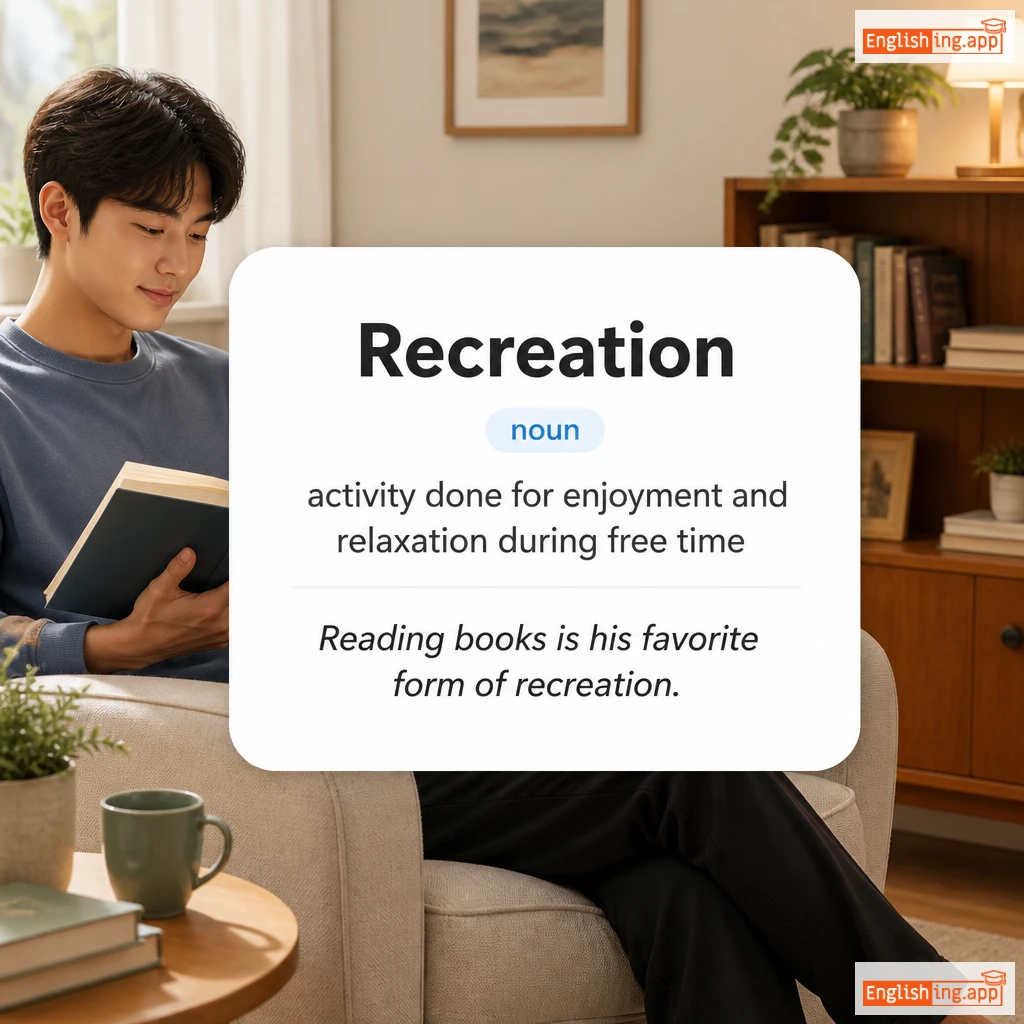 Recreation definition card — visual illustration of the meaning
