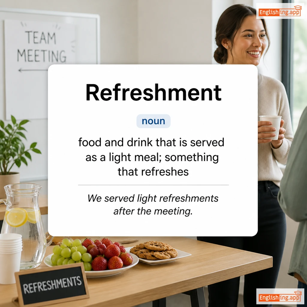 Refreshment definition card — visual illustration of the meaning