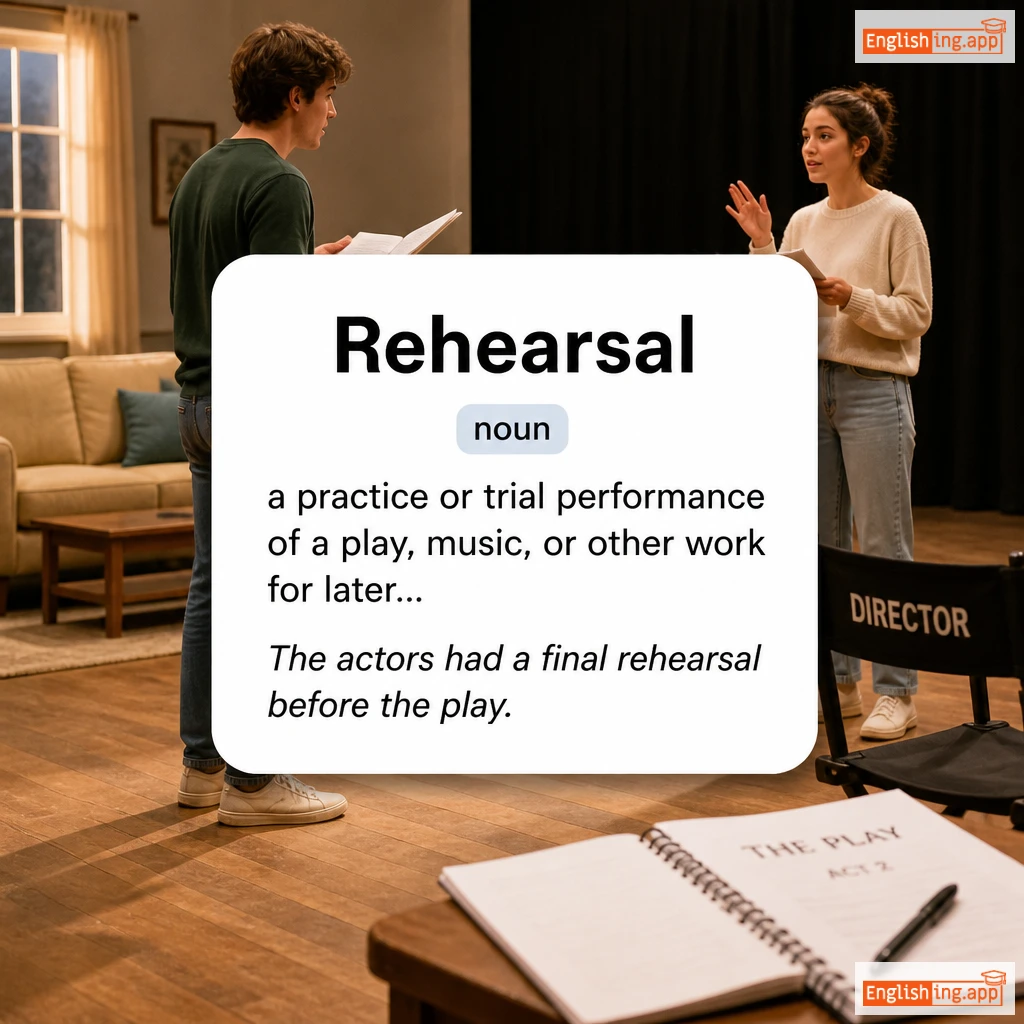 Rehearsal definition card — visual illustration of the meaning