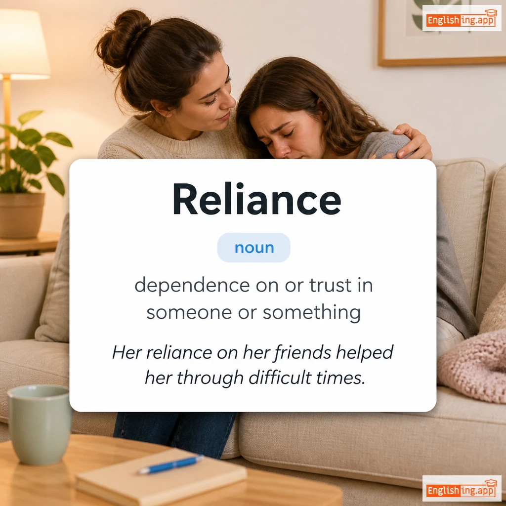 Reliance definition card — visual illustration of the meaning