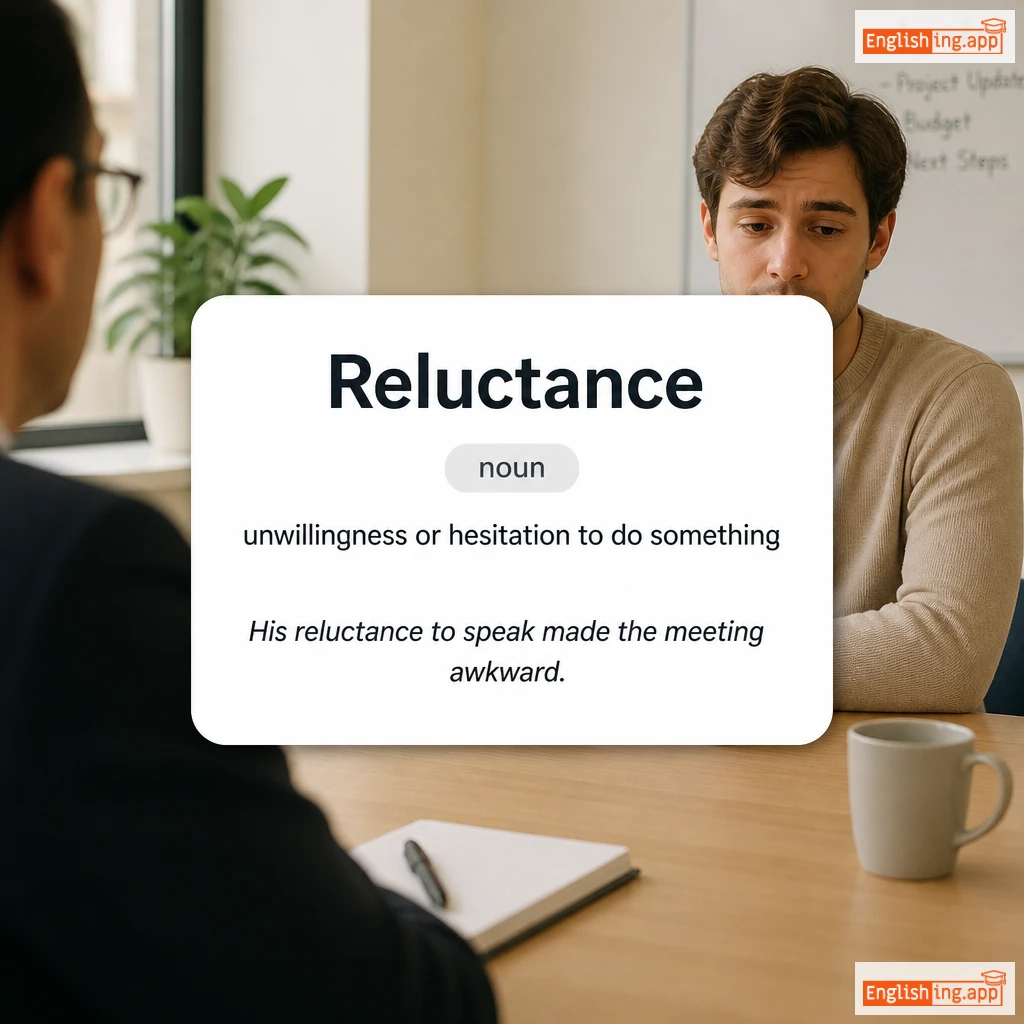 Reluctance definition card — visual illustration of the meaning