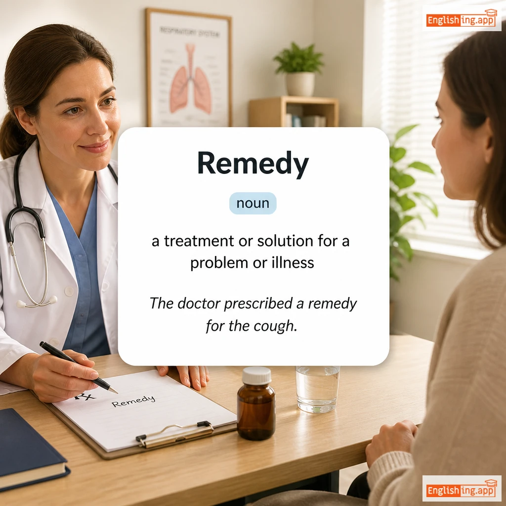 Remedy definition card — visual illustration of the meaning