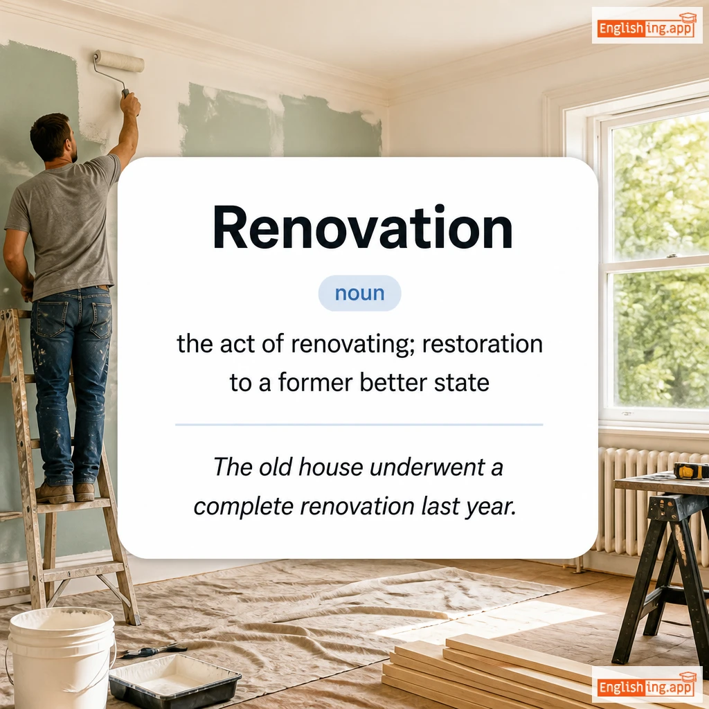 Renovation definition card — visual illustration of the meaning