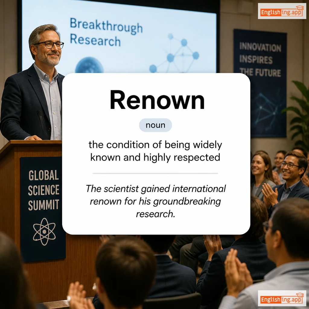 Renown definition card — visual illustration of the meaning