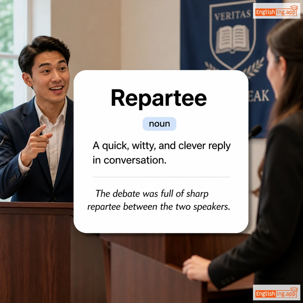 Repartee definition card — visual illustration of the meaning