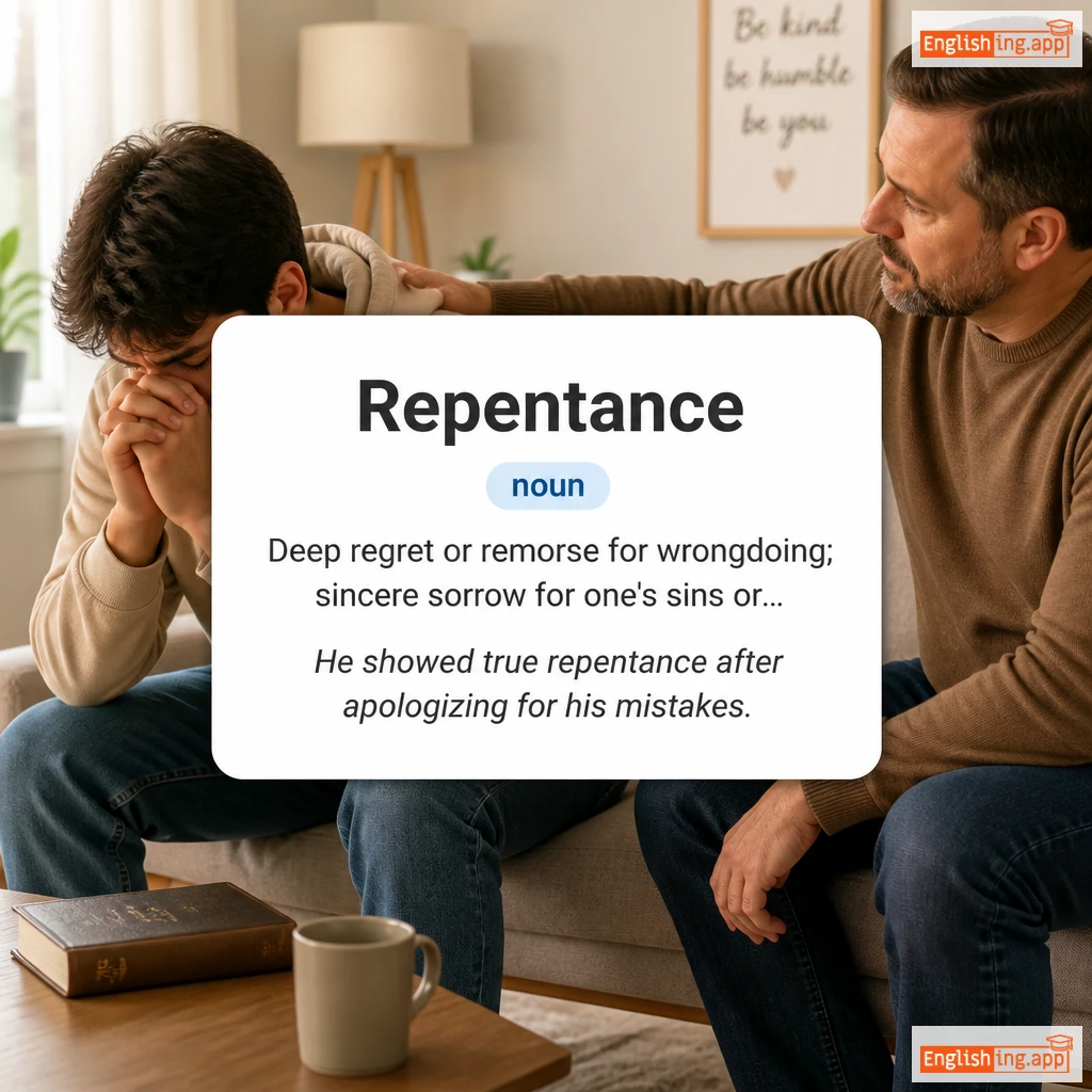 Repentance definition card — visual illustration of the meaning