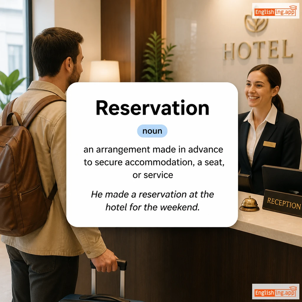 Reservation definition card — visual illustration of the meaning