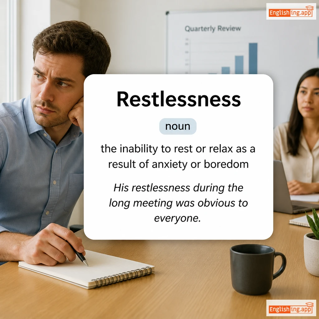Restlessness definition card — visual illustration of the meaning