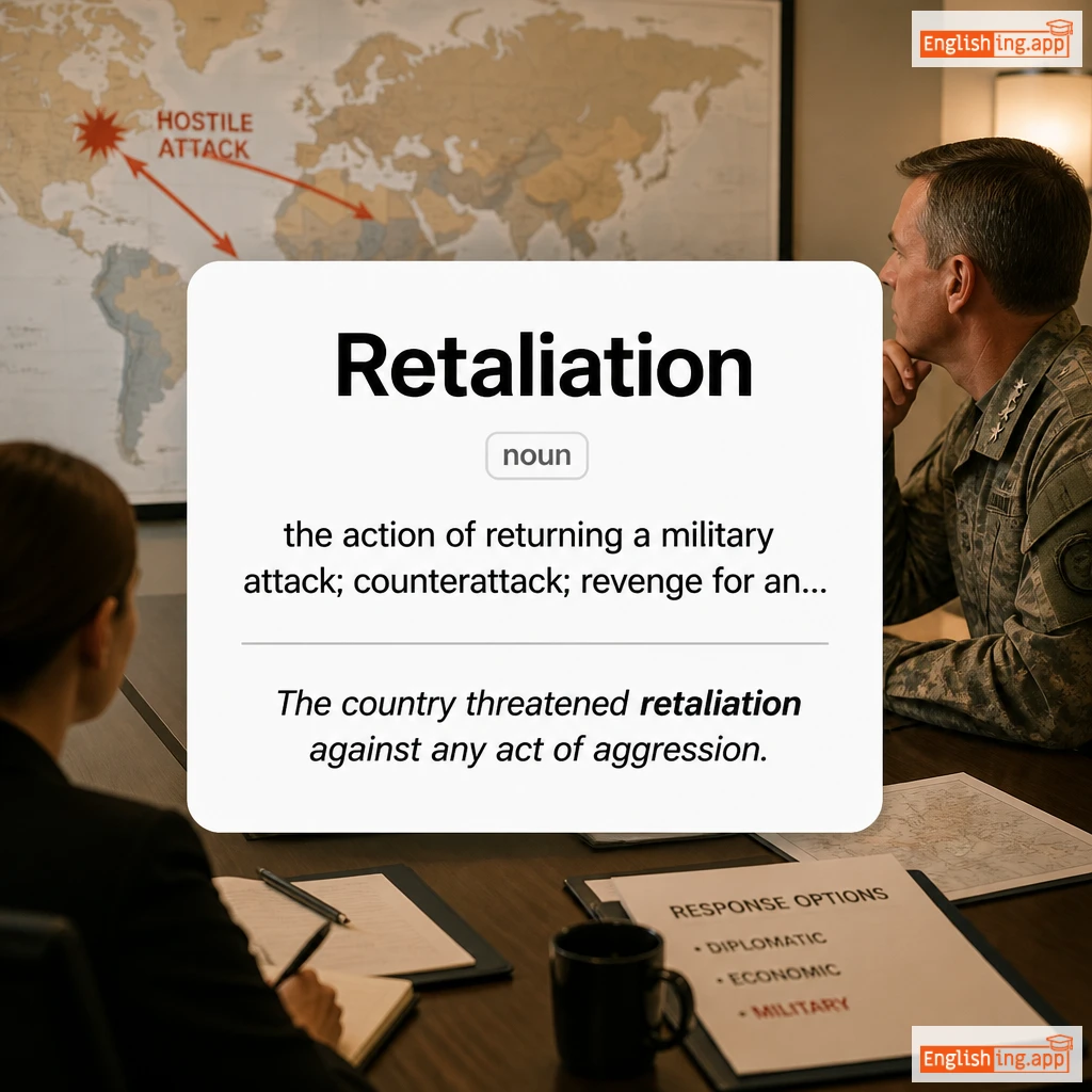 Retaliation definition card — visual illustration of the meaning