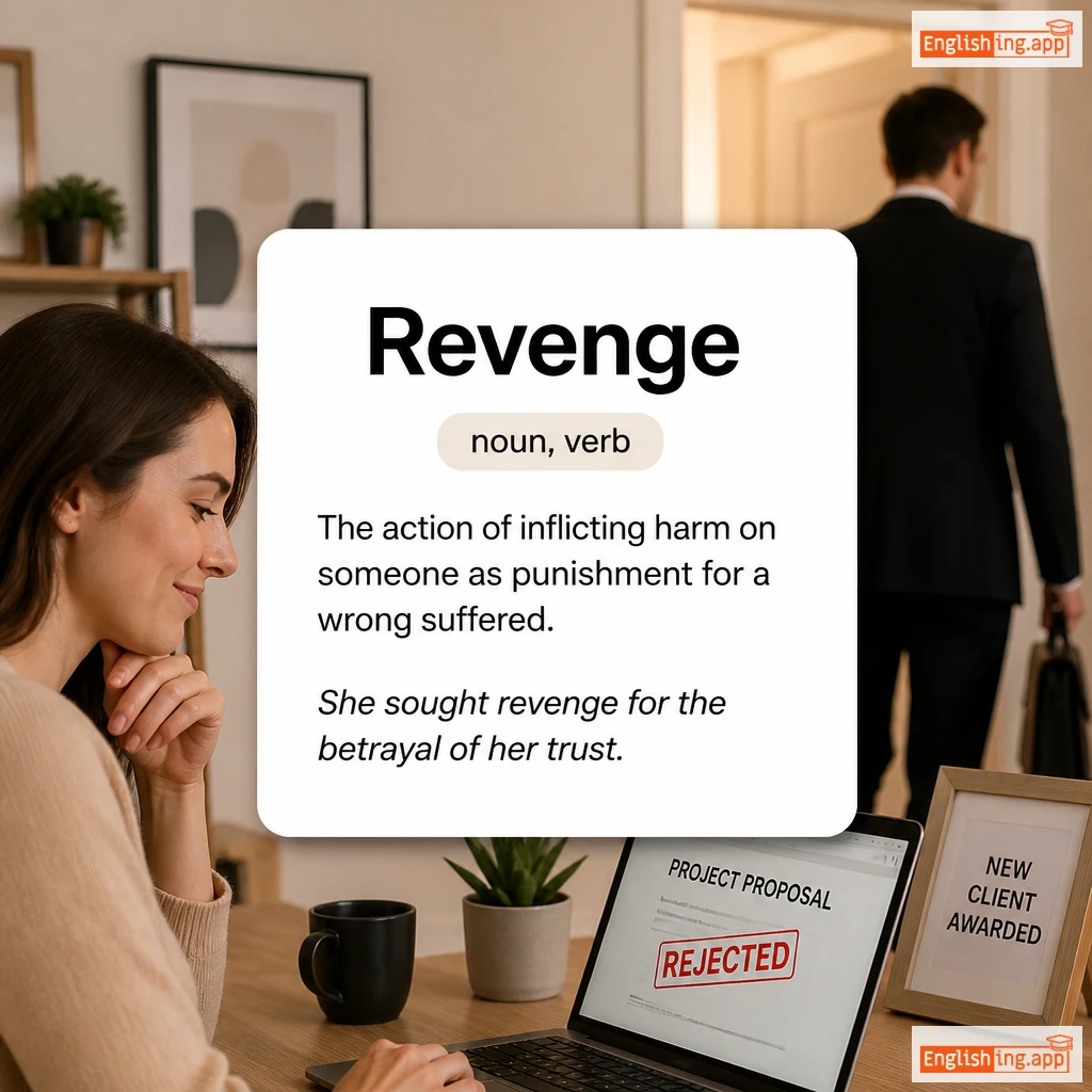 Revenge definition card — visual illustration of the meaning