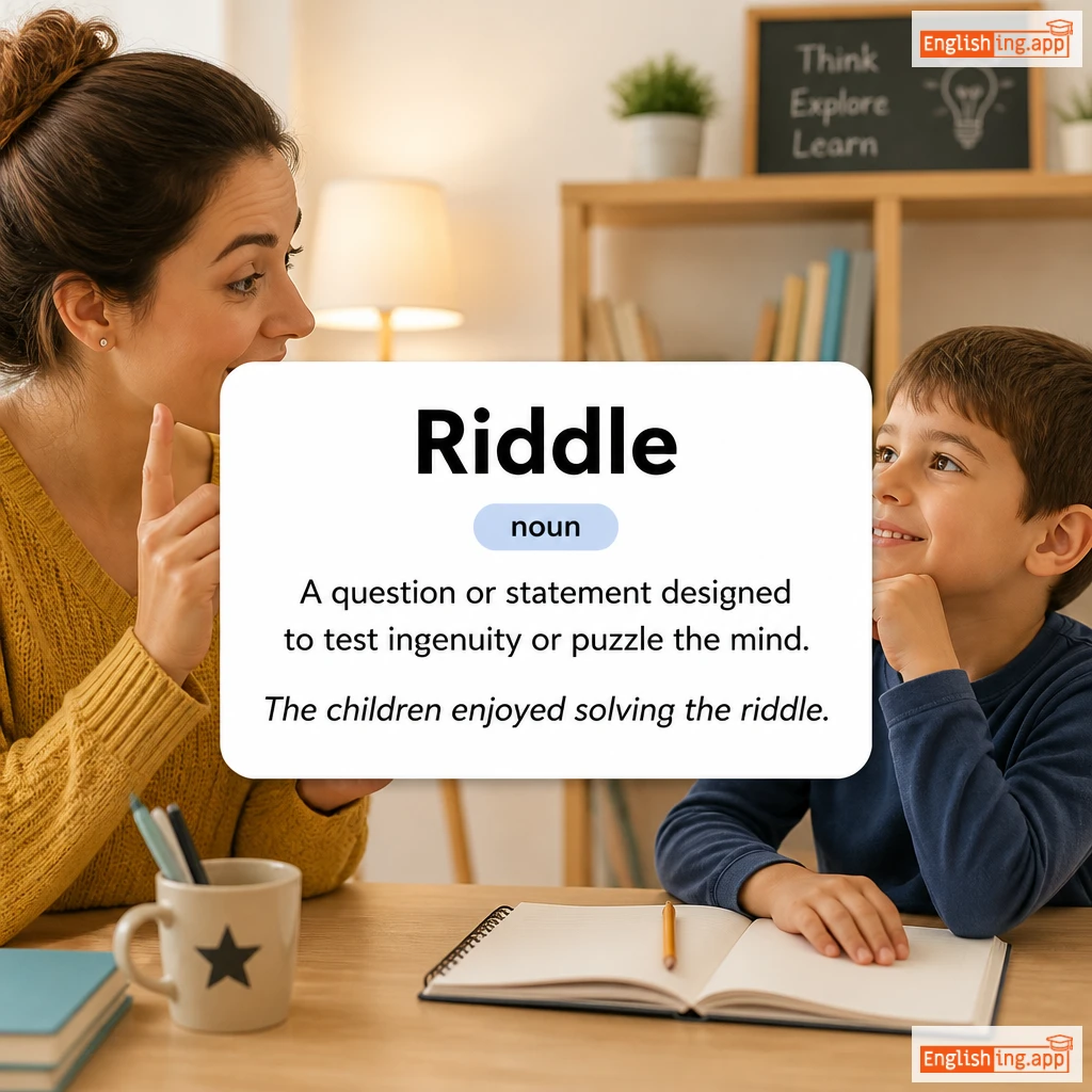 Riddle definition card — visual illustration of the meaning