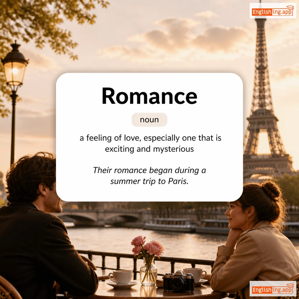 Romance definition card — visual illustration of the meaning