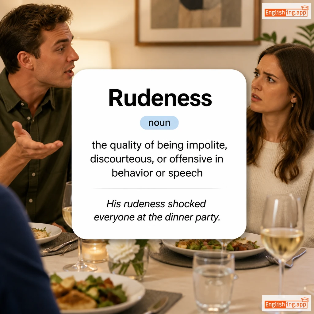 Rudeness definition card — visual illustration of the meaning