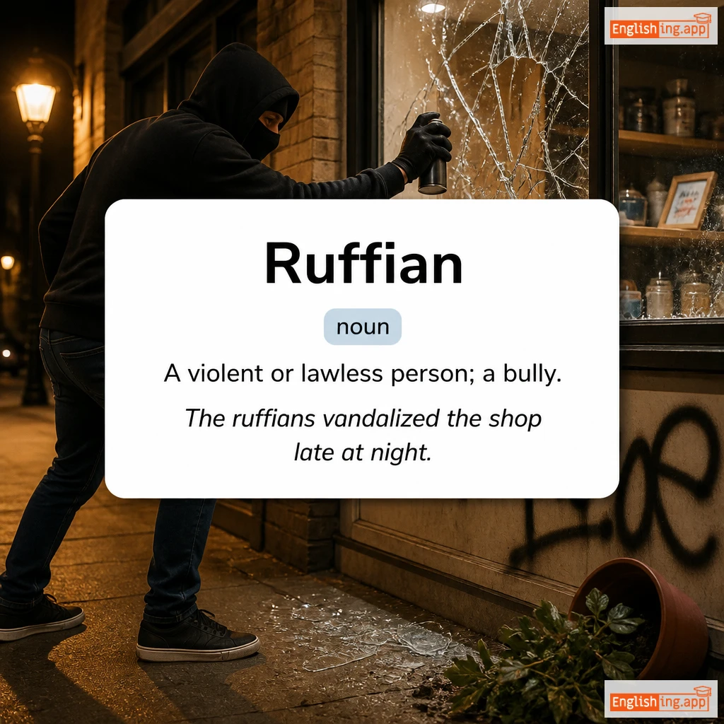 Ruffian definition card — visual illustration of the meaning
