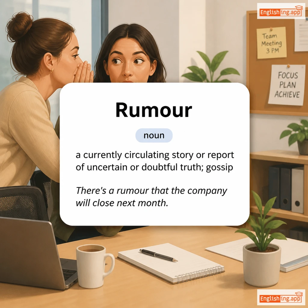 Rumour definition card — visual illustration of the meaning
